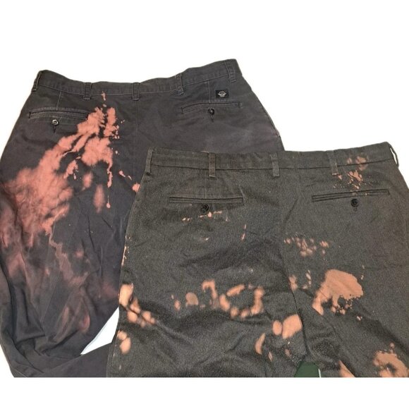Dockers Mens Black 40x29 Blue Pleated And Gray Flat Front Lot Of 2 Custom Bleach - Picture 3 of 8